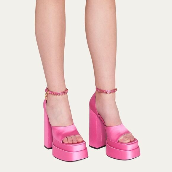 Versace Medusa Crystal Ankle-Strap Platform Sandals size 38 - Picture 2 of 16